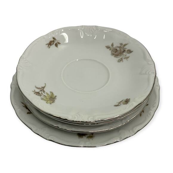Winterling Bavaria Empress Platinum Trim Porcelain Bread & Butter Demitasse Set - Picture 4 of 4